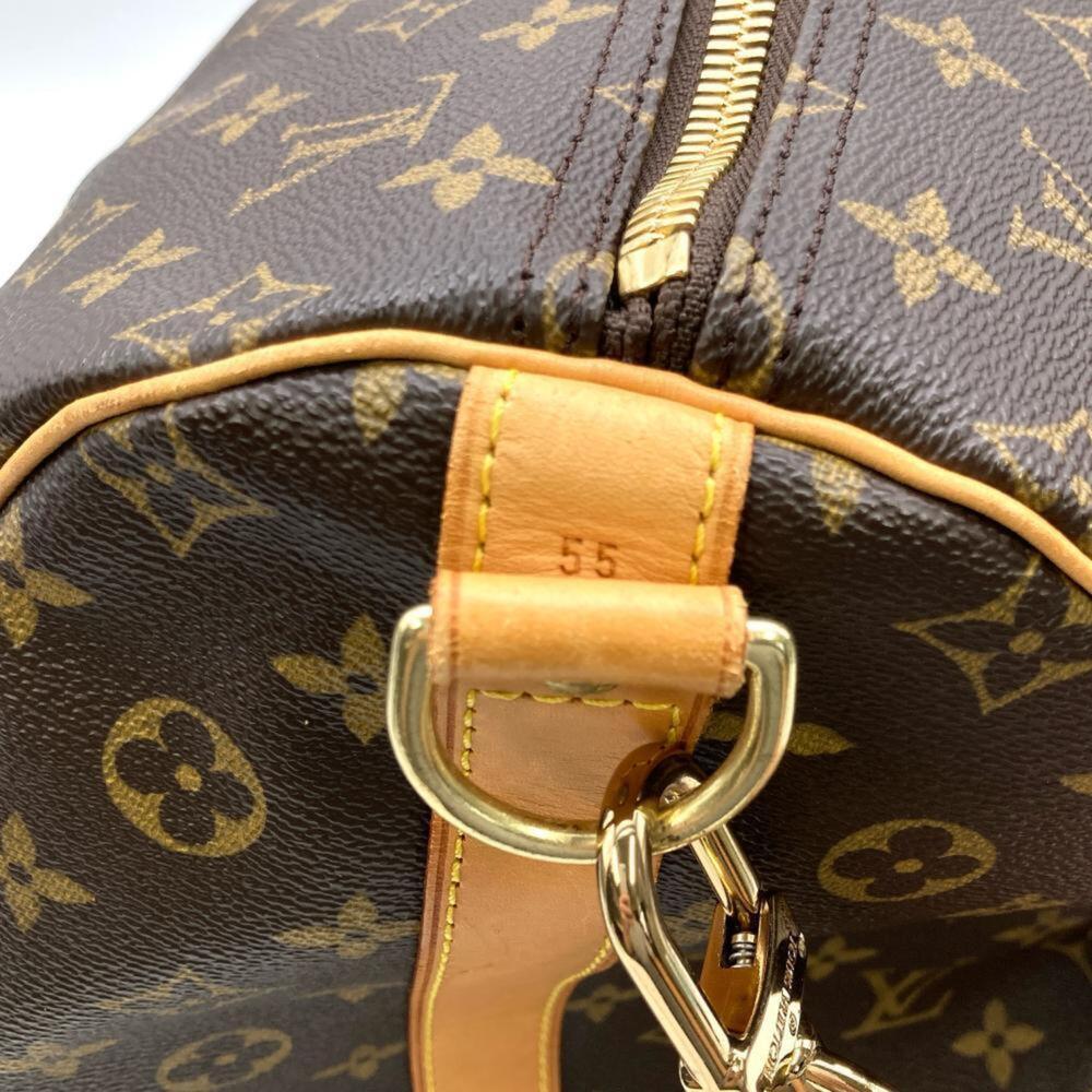 LOUIS VUITTON Authentic Brown Monogram Leather Keepall 55 Boston Bag - Picture 6 of 9